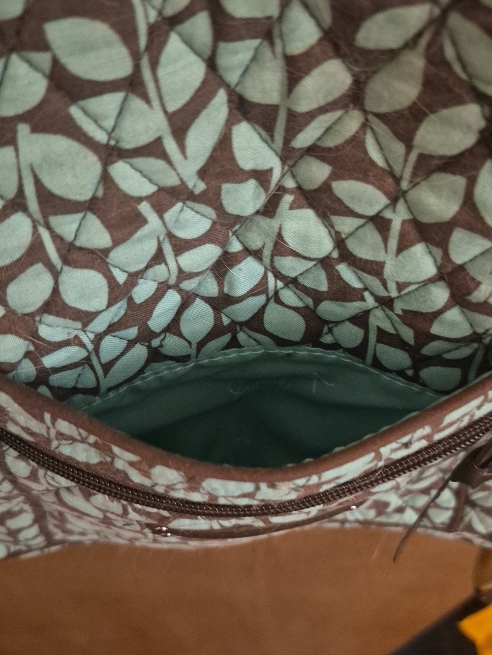 Vera Bradley Aqua Leaf Quilted Crossbody Bag - Picture 6 of 7